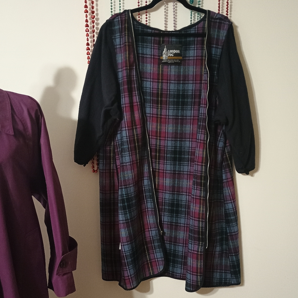 Vintage London Fog Beltless Midi Trench Coat Purple Size 6 - Picture 3 of 16